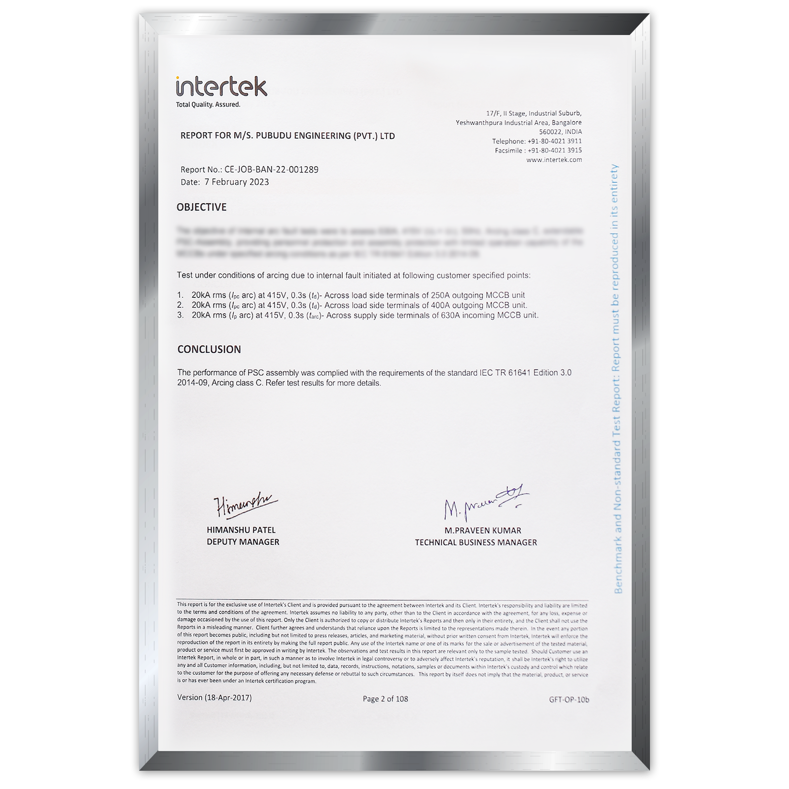 Intertek - Internal Arc Certificate for 20KA 0.3 Sec-fr